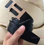 Replica Mens Gift - New Hermes Smooth Belt & Diamond Inlay H Logo buckle